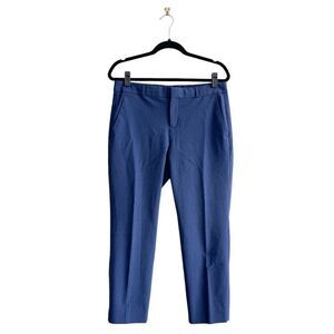 Banana Republic Women's Avery Trouser Straight Pants Wool Plaid Navy Blue Size 6